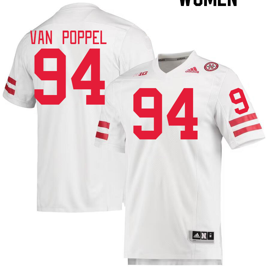 Women #94 Riley Van Poppel Nebraska Cornhuskers College Football Jerseys Stitched Sale-White - Click Image to Close
